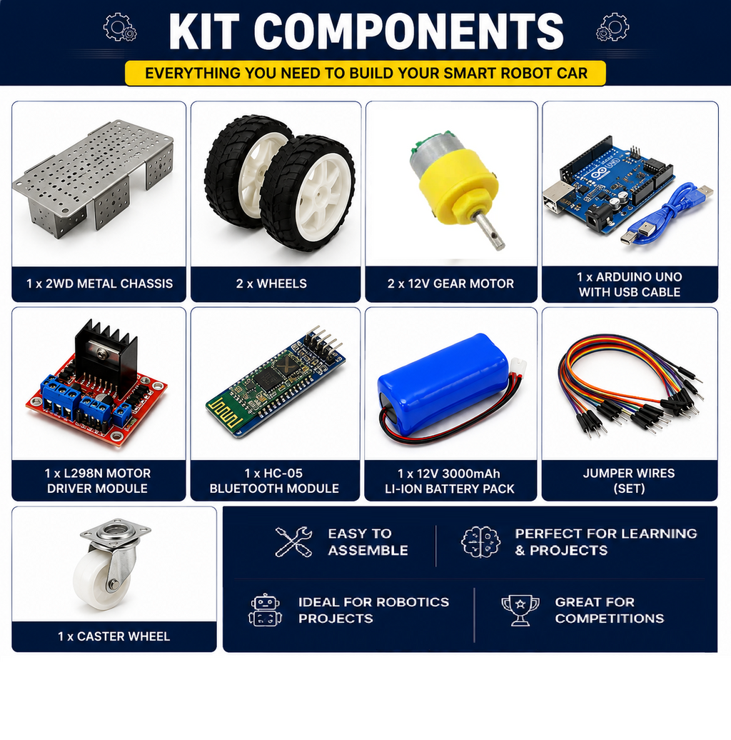 Arduino 2WD Metal Bluetooth Smart Robot Car Kit